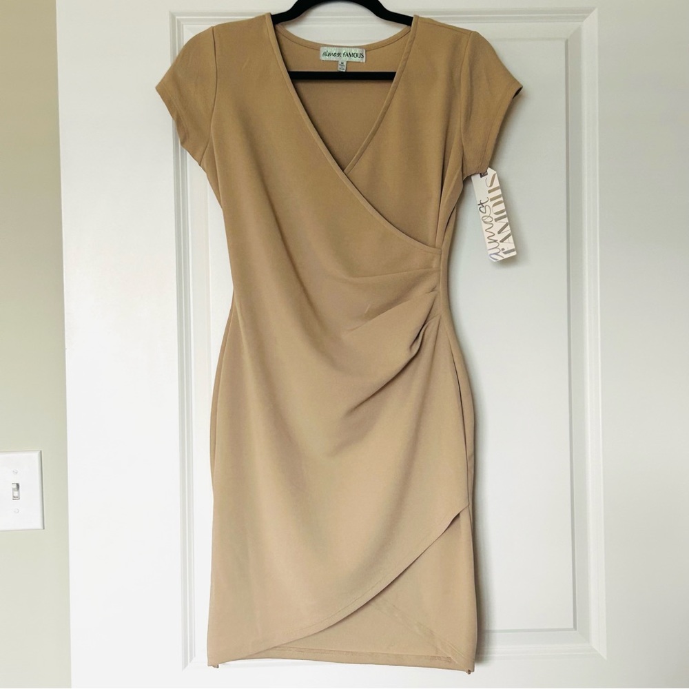 NWT Almost Famous Beige Fitted Dress Size Medium